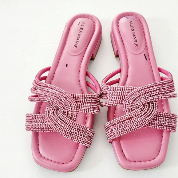 Alex Marie Freesia Twist Rhinestone Square Toe Flat Sandals Size 6 - Picture 4 of 6